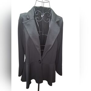 Libian Women's Black Blazer Plus Size 1X Single Button Peplum Jacket NWOT
